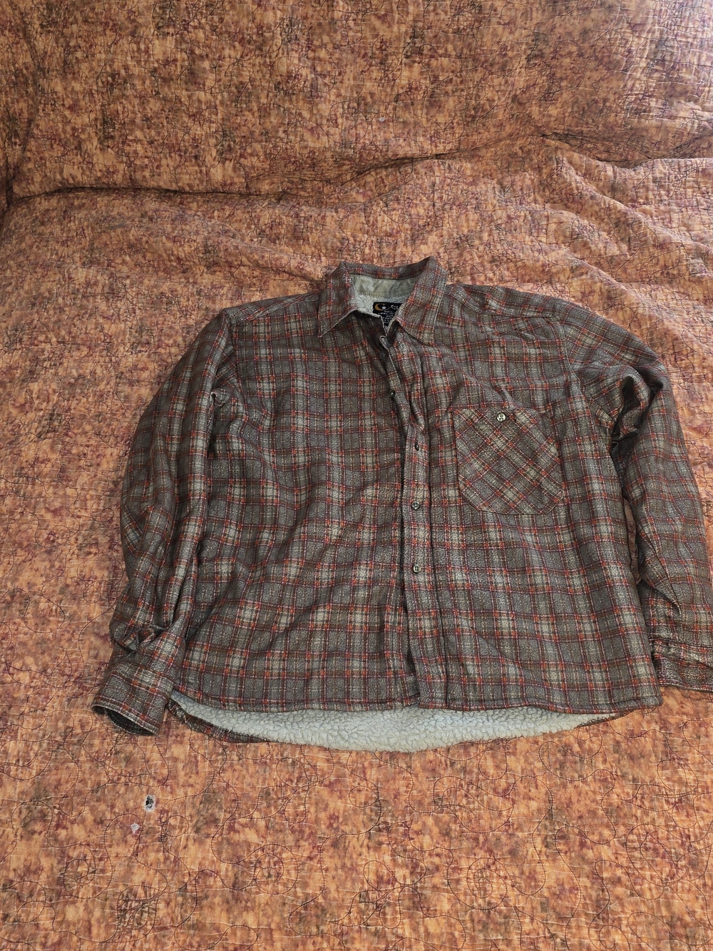 Classic Rugged Wear Sherpa Lined Plaid Flannel Shirt Jacket Shacket Mens XL